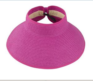 Foldable Sun Visor Hat Womens Wide Brim Empty Top Summer Straw Hats for Women UV Protection Cap