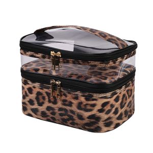 Cosmetic Bags Cases Multifunction Travel Clear Makeup Bag Fashion Leopard Cosmetic Bag Toiletries Organizer Waterproof Females Storage Make Up Cases 230314