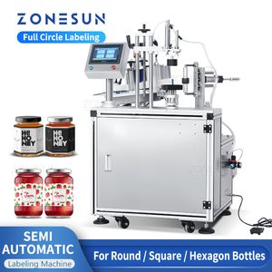 ZONESUN Desktop Labeling Machine Cosmetic Hexagon Jar Round Glass Plastic Bottles Square Tubs ZS-TB805B