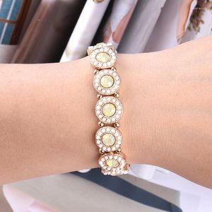 Bracciale rigido con strass opale Bracciale regolabile alla moda per le donne Gioielli iniziali per ragazze con cordino elastico di lusso geometrico di alta qualità