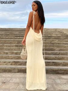 Casual Dresses White Backless Summer Dress Women 2023 Elegant Long Party Evening Dresses Spaghetti Strap Slip Maxi Beach Dress Sundress Sexy W0315