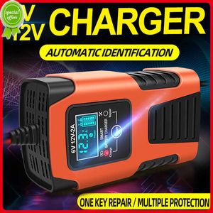 Ny bilbatteriladdare 6A 12V pedal bly-syra batteri full intelligent reparation multifunktionsfast strömladdning av LCD-skärm