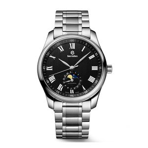 الرجال الميكانيكية الآلية للرجال Sun Moon Star Simple Commercial Watch Design