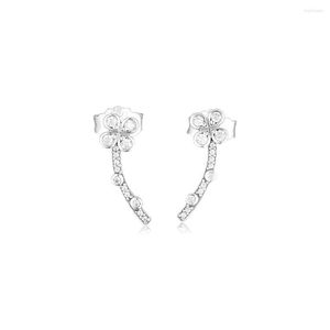 Stud Earrings Spring Garden Draped Four-Petal Flowers Earring Studs Sterling Silver Jewelry For Woman Party Making