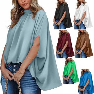 Camicetta allentata a maniche corte estiva da donna Elegante moda Asymetrique Femme Camicette in chiffon casual per donna