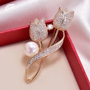 Elegant guldfärg Blomma Brosch Sweet Flowers Pin Gift For Women Wedding Engagement Party Jewelry