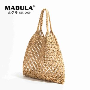 Elegante borsa a tracolla intrecciata in paglia con rete da pesca Borsa da viaggio da spiaggia fatta a mano 2022 Borsa per la spesa estiva Shopper 230315