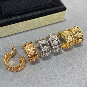 Designer clip-on parafuso de volta trevo brinco vintage quatro folhas trevo charme diamante brincos de aço inoxidável pregos mulheres jóias de casamento presente