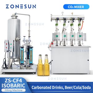 ZONESUN ZS-CF4 Carbonated Drinks Isobaric Filling Machine Beer Cola Soda Fizzy Beverage Mineral Water Sparkling Wine