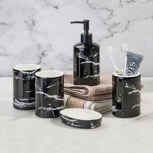 Set di accessori da bagno in ceramica europea a cinque pezzi per bagno in marmo, con struttura decorativa, bottiglia di sapone, accessori moderni per la decorazione della casa