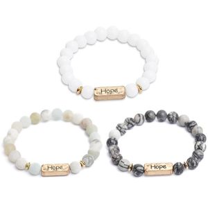 Strand Natural Volcanic Stone Beaded Bracelet Encourage Lettering Hope Family Bangles For Friend Excitation Gifts Strands