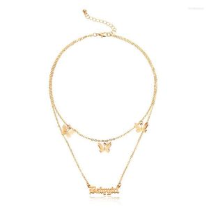 Cara Carker Chokers Letters duplas colares estereoscópicos de borboleta Babygirl Pendantschokers llis22