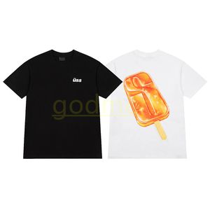 Herr Dam Svart Vit T-shirt Herr Casual Lös Popsicle Print Skjorta Par Kläder Street Shorts ärm Kläder Asiatisk storlek S-XL