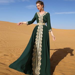 Vestidos largos casuales Bordado Bordado Fiesta de la noche Elegante Vestido Maxi Musulmán Kaftan Abaya Moroccan Loose Robe Jilbab Vestidos