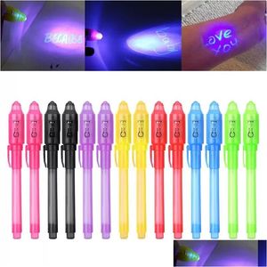 Multi Function Pens Creative Magic Uv Light Pen Invisible Ink Funny Activity Marker School Stationery Supplies For Kids Gifts Ding D Dhqy8