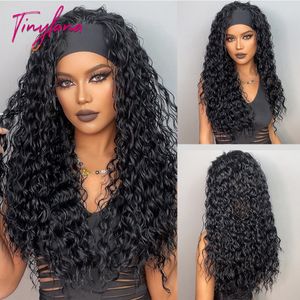 Synthetic Wigs Curly Headband Natural Black Long Women s Wig Deep Water Wave Bohemian Hair For Women Fake 230314