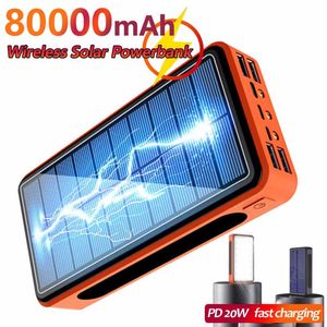 50000mAh Wireless Power Bank Portable Fast Charging Solar Powerbank 4 USB Travel External Battery for Iphone Xiaomi Samsung