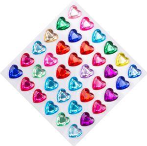 Heart Sparkle Rhinestone Sticker Costume Accessories Crystal Self-Adhesive Gem for Body Makeup Wedding Rave Party Decoration DIY Craft Jewelry