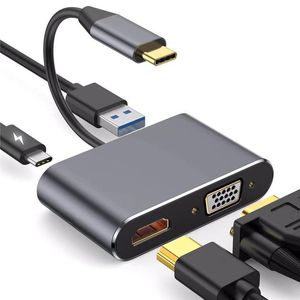 USB-C-HDTV VGA USB3.0 Tip C PD 4 İç 1 Adaptör Yüksek Hızlı 4K 60Hz Çözünürlük Desteği MacBook Tablet