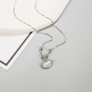 Pendant Necklaces S925 Sterling Silver Chinese Style Meaning Design Safe Lock Simple Versatile Jade Pendant Necklace Girl's Birthday GiftL230315