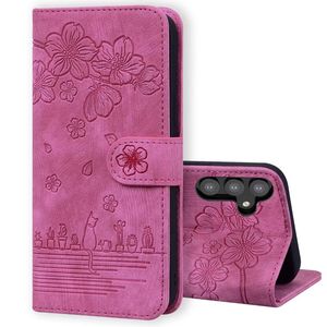 Sakura Flower Leather Wallet Cases For Google 7 Pro 6A 7A Xiaomi Redmi Note 12 Pro Plus 5G Fashion Retro Print Cherry Cat Holder Flip Cover Credit ID Card Slot Pouch