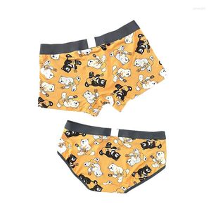 Mutande Cartone animato Orso Stampa Coppie Intimo di cotone Creatività Moda Personalità Traspirante Elasticità Uomo Boxer Donna Mutandine Breifs