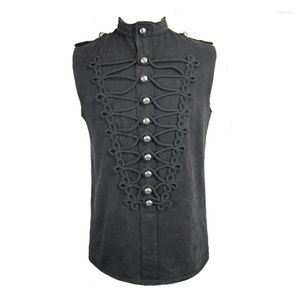 Gilet da uomo Devil Fashion Gothic Black senza maniche O-Collo Gilet da uomo monopetto Steampunk Summer Handsome Tops Camicie