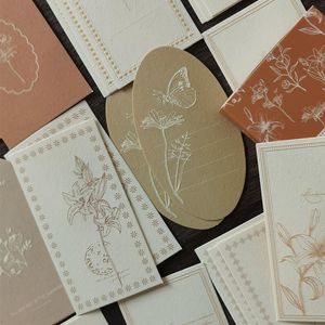 30pcs Vintage Memo Pad Box Material Paper Letterpress Flower Printing Retro Pads Notes Card Scrapbooking Diary Journals DIY