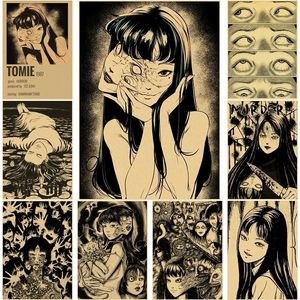 Horror Anime Tomie Retro Poster metal tin sign Junji Ito Collection Print Posters Vintage Room Bar Cafe Decor DIY Art Wall Painting house decor part3 Size 30X20CM w02