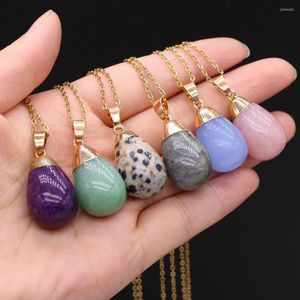 Pendant Necklaces Natural Rose Pink Quartz Necklace Simple Gold Color Chain Crystal Agates Charms For Women Fashion Jewelry Gift