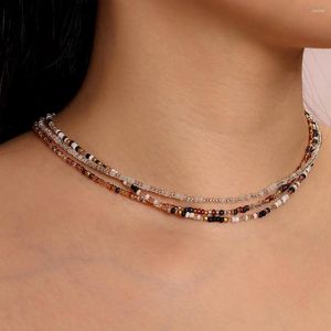 Choker 2023 3 stücke Böhmische Handgemachte Samen Perlen Halsketten Für Frauen Sommer Mode Bunte Schlüsselbein Chian Halskette Schmuck