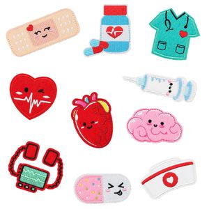 Notions Nurse Hat Syringe Iron on Patches for Clothing Cute Sew on Embroidered Applique Patch DIY Clothes Dress Hat Pants Sewing Accessory
