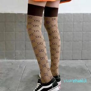 2022 SOCKS Luxury Letter Print Women Long Stocking Fashion Girls Over Knee Sock High Quality 66