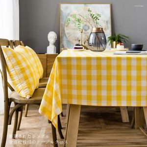 Table Cloth Vintage Yellow Plaid Check Linen Tablecloth Rectangular Nordic Simple Lace Border Party El Banquet Dining Home Decor Mantel