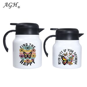 27oz 32oz sublimering termisk te kaffekrukor carafes vit rostfritt stål dubbel väggad isolerad vakuumkolv termos kaffekanna med pressknappens topp te filter