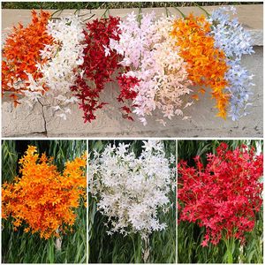 Decorative Flowers Oncidium Artificial Flower Dancing Orchid Silk Home Wedding Decoration Soft Ceiling Material Who & Wreaths