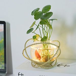 Vaser retro järn jord form glas vas ornament grön hydroponic växt flaskkruka enkel modern nordisk bordkontor dekor