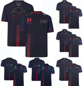 2023 F1 Mens Team Polo Gömlek T-Shirt Formül 1 Yarış Takım Tişört 1 ve 11 Sürücü Fanı Top T-Shirts Jersey Moto Motosiklet Giysileri