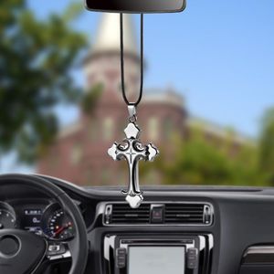 Decorações de interiores Carro pingente de metal de decoração cruzada cristã pendurada ornamentos encanta de automóveis de automóvel em espelho retrovisor decoração de decoração automática presente