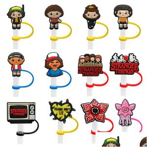 Bebendo os canudos de canções personalizadas Stranger Things ST Topper Sile Mold ER Moda Charms reutilizáveis ​​Provar de pó de poeira Decorativa de 8mm DR DHXSB