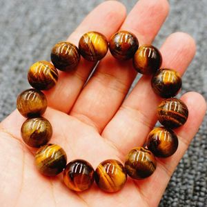 Strand Naturalny Tiger Eye Stone Bransoletka żółta kryształowe koraliki biżuteria targi prezent hurtowe pasma koralików