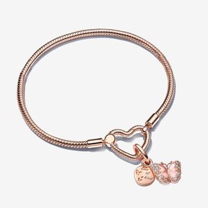 Rose gold butterfly love charms bracelets European American popular style DIY fit Pandora designer jewelry bracelet pendant women gift