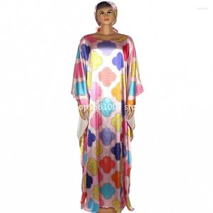 エスニック服 2023 Daseki 春夏シルクロングマキシドレスレディース伝統的なアフリカの妖精夢ドレス女性のための
