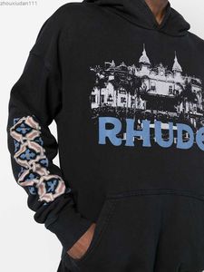 Erkek kapüşonlu adam sweatshirt rhude hoodies gevşek büyük boyutlu kapüşonlu artı sweatshirt unisex ağır ağırlık% 100 pamuklu kadın erkekler