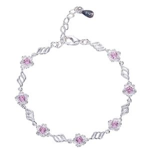 Link Bracelets Cadeia Versão coreana de cobre Departamento de Sen Departamento Literário Cherry Blossom Bracelet Student Feminino Cristal Rosa Simples