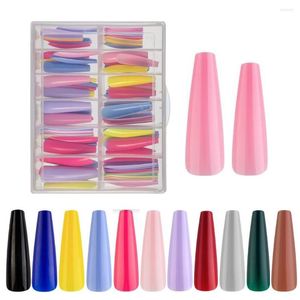 False Nails 120st/Boxed Pure Color XXL Full Cover Super Long Ballerina Press On Acrylic Lovningsbara nagelkonsttips