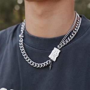 Japan/South Korea Liquid Irregular Square Cuban Necklace Men's Splice Zircon Thick Collar Chain Niche Hip-Hop Fashion Accessorie