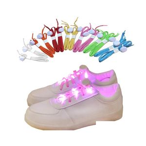 Novità Illuminazione Led Lampeggiante Lacci delle scarpe illuminati Nylon Hip Hop Flash Light Sport Pattinaggio Lacci delle scarpe Luci di consegna goccia braccio / gamba Dhuv8
