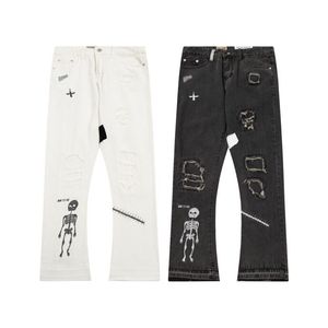 Pantaloni taglie forti da uomo Jeans da uomo Stampa di lettere stampate complete Pantaloni casual da uomo moda hip-hop da donna h37m0