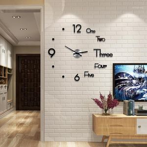 ウォールクロック大きな時計ステッカーアクリルサイレントデジタルビッグ3D DIYリビングルームのための自宅の装飾のためのモダンなデザインA401